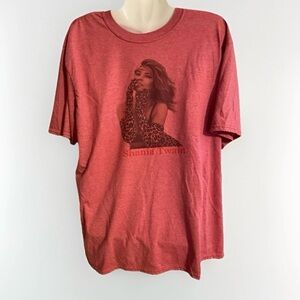 Shania Twain XL red with leopard gloves short sleeve tee shirt no tag